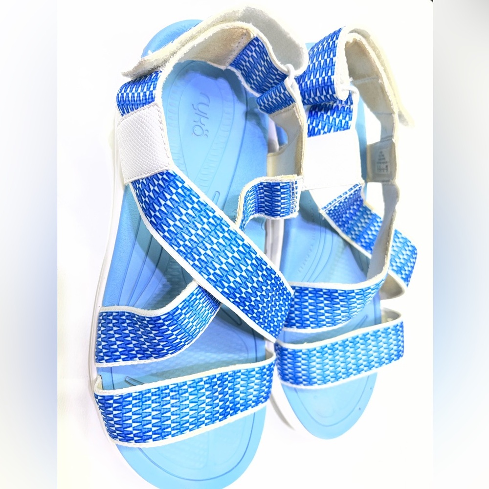 Ryka Blue and White Adjustable Strappy Sandals - Picture 3 of 6